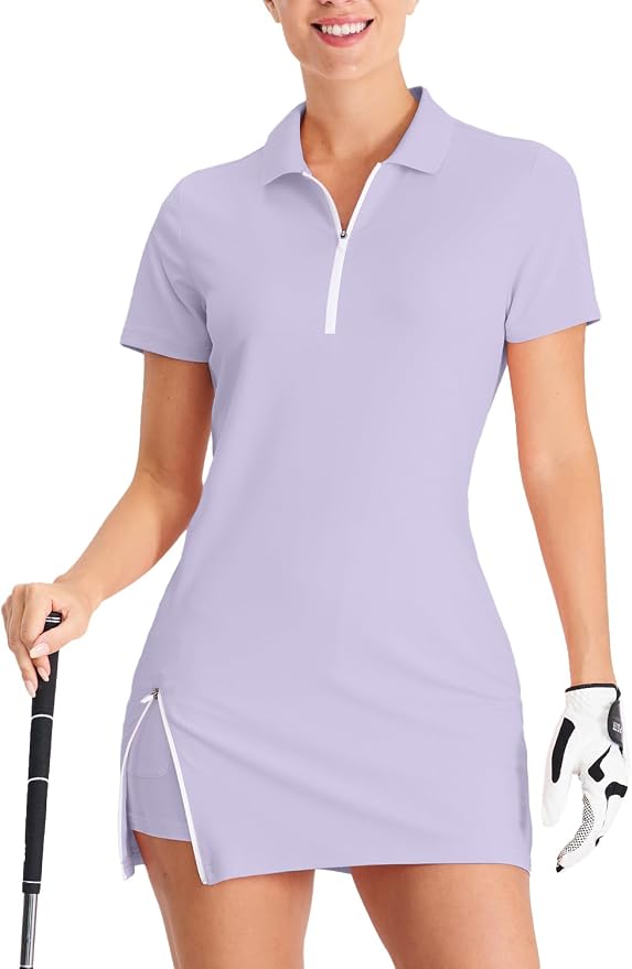 Hiverlay Tennis Dress Golf Dresses for Women with Built in Shorts | Polo Dress, Golf Outfit, 2 Pockets, UPF 50+ Pickball Hiking Workout Active Athletic Dresses,Summer Gym