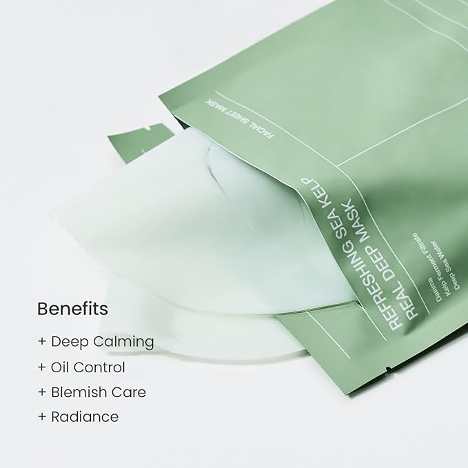 BIODANCE Refreshing Sea kelp Real Deep Mask, Overnight Hydrogel Mask, Calming, Oil & Sebum Control, Blemish Care, Korean Skin Care, Valentines Day Gifts for Her | 1.19oz(34g) x 4ea