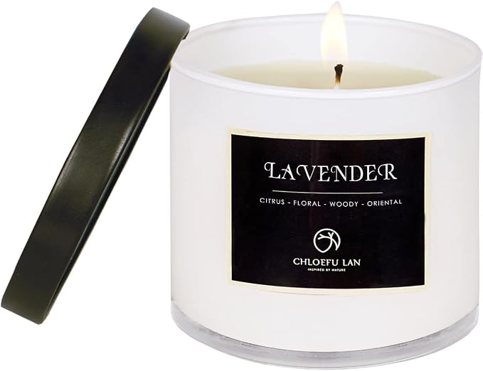 Premium Lavender Scented Candle for Men & Women, Highly Scented, 7.1oz|45 Hour Long Lasting, All Natural Soy Candles, Home Decor,Glass Jar Candle with Gift Box