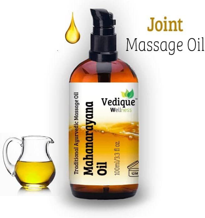 VEDIQUE Remedies Mahanarayana Oil | 100ml (3.38 fl oz) | Over 50 Herbs | Classical Ayurvedic Massage Oil for Muscles & Joints | Vata Balancing | All Natural