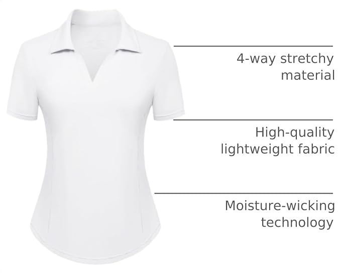 JACK SMITH Women's Golf Polo Shirt V Neck Short Sleeve Tennis Shirt Sun Protection Moisture Wicking Athletic Tops