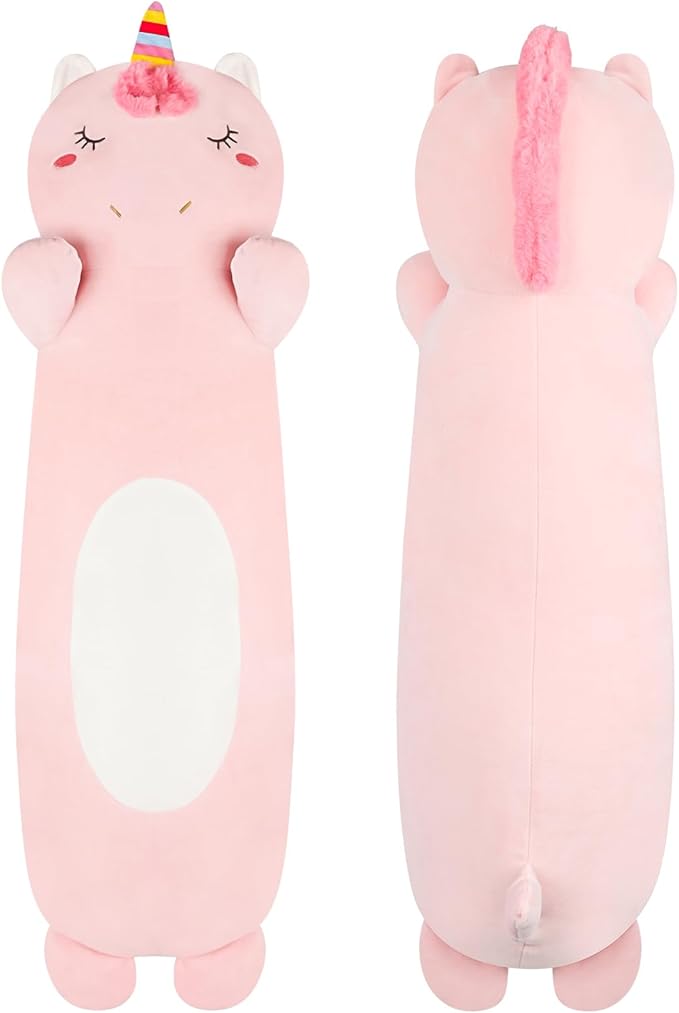 36” Long Unicorn Plush Body Pillow, Kawaii Cute Pink Unicorn Stuffed Animals, Hugging Squishy Pillow Soft Plushies Toys, Gifts for Girls Boys Kids Birthday Easter