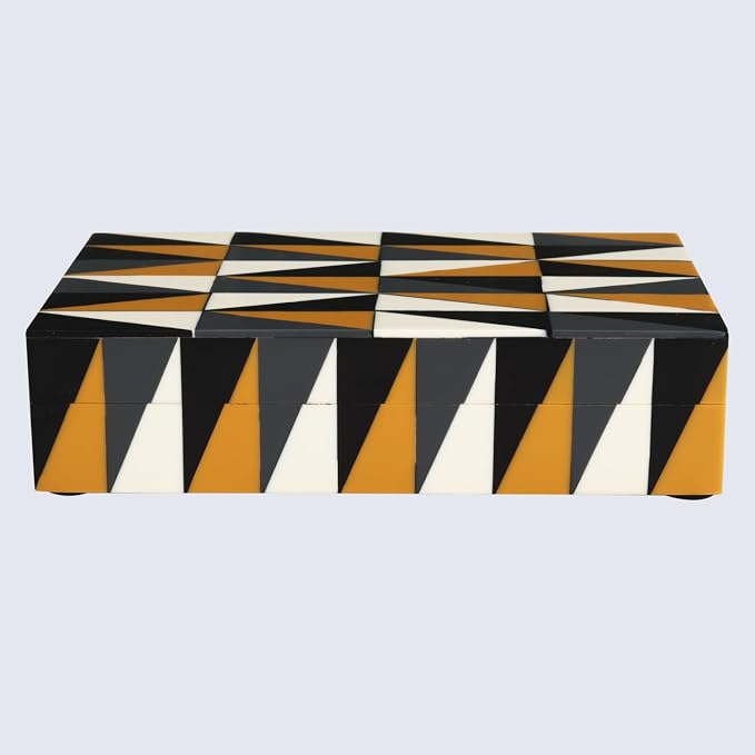 Handicrafts Home Large Decorative Storage Box with Lid, Coffee Table Storage Box, Decorative Remote Control Holder, Keepsake Storage Box for Living Room & Shelf Decor, Puzzle Guild 12 x 6 x 2