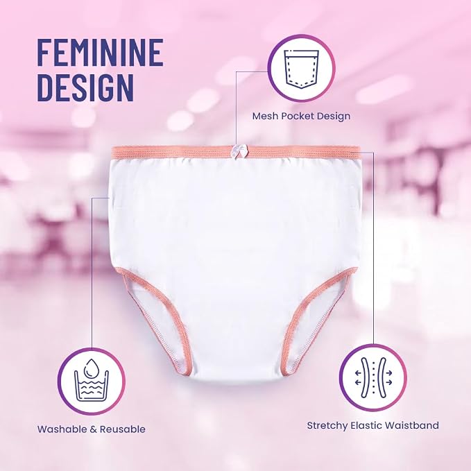 ProCure Women’s Protective Panty - Washable & Reusable Incontinence Underwear, XL (43-45 in Hip), Cotton Panty with Liner Pocket - 1 Each
