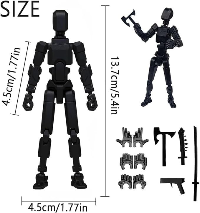 Titan 13 Action Figure,2025 New Lucky Robot 13 Action Figures,3D Printed Action Figure,Dummy Robot 13 Action Figures Desktop Decorations Game Gifts (Black,1pc)