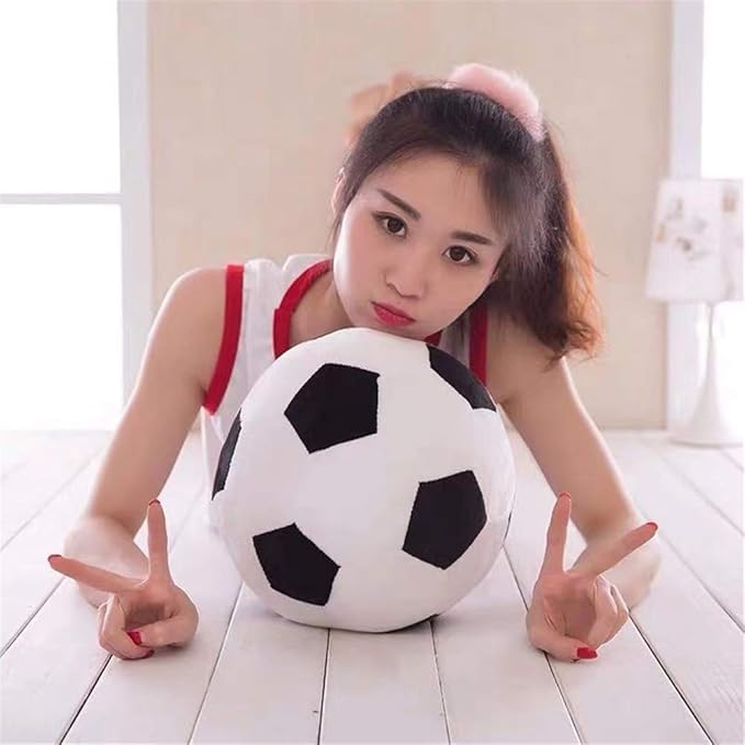 Plush Soccer Balls - Fluffy Stuffed Toy Soccer Ball Plush Pillow Soft Durable Stuff Soccerball Gift for Kids Boy Baby (Black -White,17.7inch/45cm)