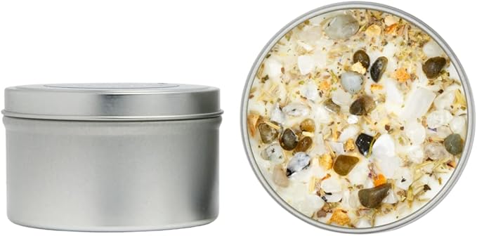 Full Moon Candle by New Moon Beginnings - Purification & Cleansing Candle - Crystal and Herb Candles - Aromatherapy Candles - soy candle, 8 Ounce Metal Tin