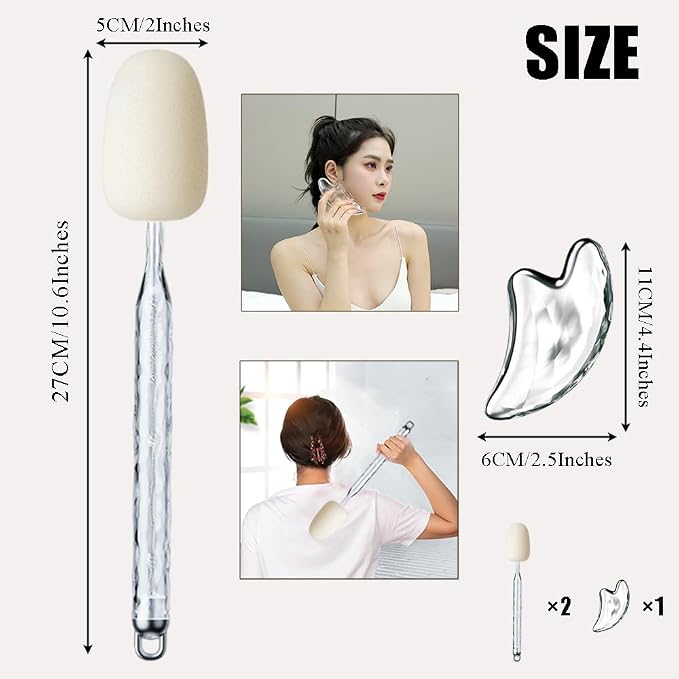 OULIGET Back Massage Stick Facial Gua Sha Tools Set,Manual Body Massage Hammer for Back Shoulders Neck Legs,Face Manual Massager Tool for Beauty Self Care,3 Pieces