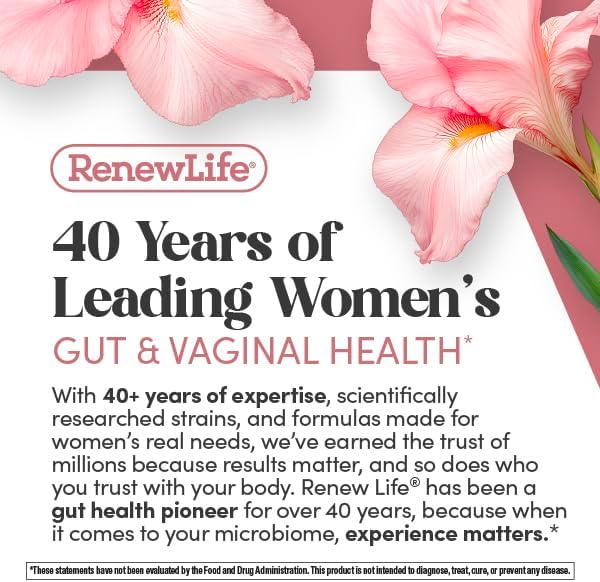 Renew Life Ultimate Flora Vaginal Probiotics for Women 6 Billion CFU | 60 Delayed Release Vegan Capsules | Vaginal Health and pH Balance | Dairy, Soy and Gluten Free Supplement