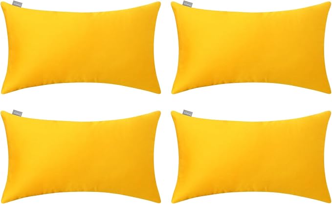 4-Pack 100% Cotton Lumbar Comfortable Solid Decorative Throw Pillow Case,Thmyo Rectangle Cushion Cover Pillowcase Sublimation Blank Pillow Covers DIY Throw Pillowcase(12x20inch/30x50cm, Yellow)