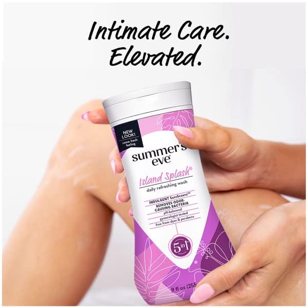 Summer's Eve Feminine Wash for Daily Intimate Care, Odor Control and Sensitive Skin, pH Balanced Personal Wash, Island Splash Scent, 9 Fluid Ounce (Pack of 10)