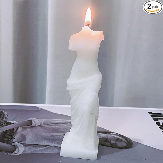 NatureMan 2 Pcs Venus Statue Scented Candle, Aroma Soy Wax Decorative Candle for Table Photo Prop Birthday Gift, for Meditation Stress Relief Mood Boosting Bath Yoga