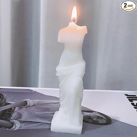 NatureMan 2 Pcs Venus Statue Scented Candle, Aroma Soy Wax Decorative Candle for Table Photo Prop Birthday Gift, for Meditation Stress Relief Mood Boosting Bath Yoga