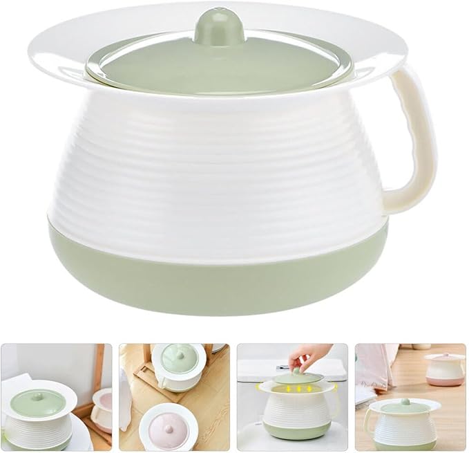 Cabilock Plastic Chamber Pot with Lid 8.27X7.28X5.51 Inch Portable Covered Urinal Pot for Children and Adults Spittoon Home Hospital Travel Pee Potty