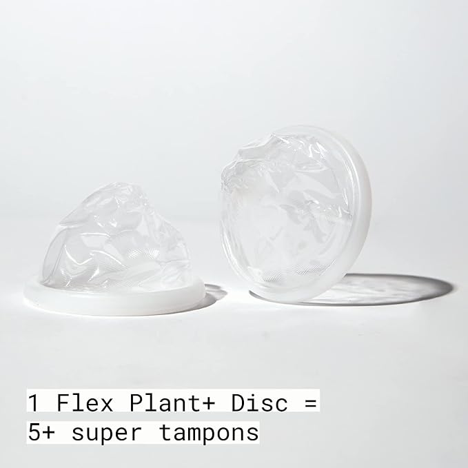 Flex Plant Plus Disc | Plant-Based Disposable Period Discs | Tampon and Cup Alternative | Capacity of 5 Super Tampons | Menstrual Disc Made with Sustainable Medical-Grade Plant Polymers | 12 Count