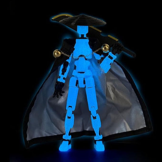 Assembly Completed T13 Action Figures,T 13 Action Figure, Robo 13 3D Printed Action Figure - The Ultimate Hero for Action-Packed Playtime,5.2 Inch (Blue (Glows in The Dark))