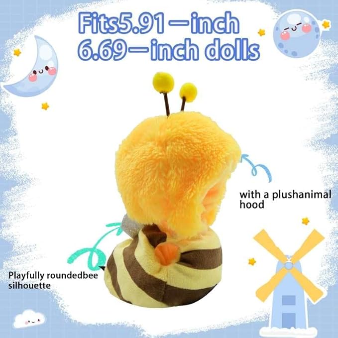Doll Clothes(NO Doll), 17cm Cute Dolls Outfit with Accessories for Boys and Girls Stylish Adorable Dolls Clothes Accessories - Yellow