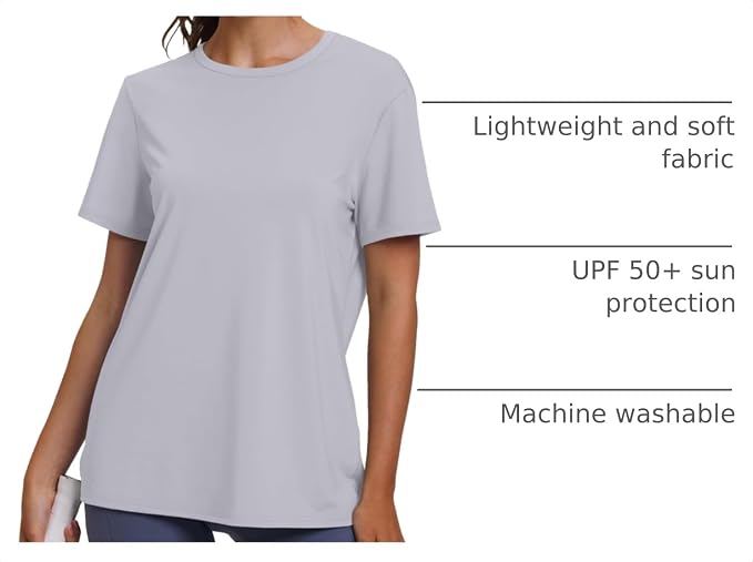 OFEEFAN Workout Tops for Women UPF 50+ Breathable Quick Dry Loose Fit T Shirt Outdoor Yoga Running Hiking Gym Tee Top