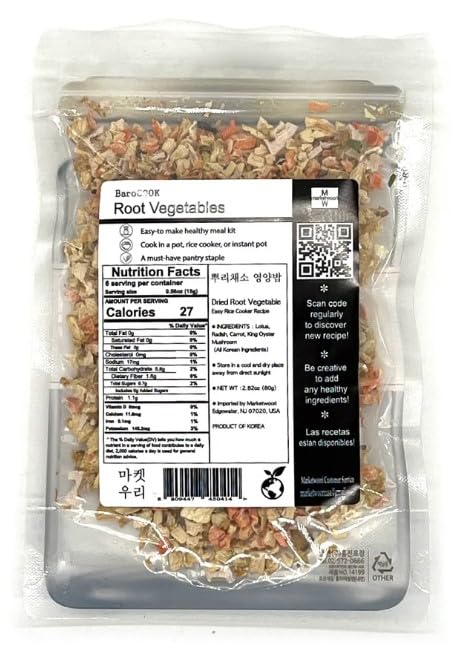 Korean Food Root Vegetable Mix for Rice Cooking, Vegan, 3 Pack Bundle, 240g | Dried root vegetable blend for rice dishes and bibimbap, packed in convenient portions