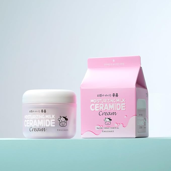 KWAILNARA Ceramide Milk Facial Moisturizer (3.38 Fl Oz) – Korean Face Moisturizer for Barrier Repair & Deep Hydration | Milk Protein, Royal Jelly & Strengthening Ceramides | Non-Greasy Daily Care
