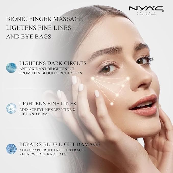 Niyas Electric Vibrating Eye Cream with Massage Head - Anti-Aging Treatment for Dark Circles and Puffiness, Firming Eye Serum with Acetyl Hexapeptide-8 for Fine Lines & Eye Bags - 20g