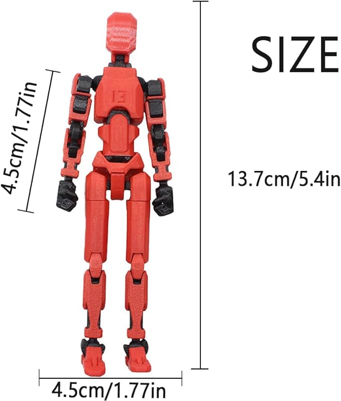 (Assembly Completed)-Titan 13 Action Figure,Lucky Robot 13 Action Figure Set,Nova 13 Action Figures,3D Printed Multi-Jointed Movable Robot Figure,Multiple Accessories (1pc,Red,)