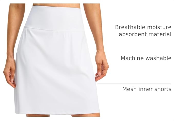G Gradual 19" Skorts for Woman with Pockets High Waist Golf Skirt | Lightweight, Stretchy, Breathable, Tummy Control, Built-in Shorts, Athletic, Tennis, Pickleball, Casual Summer