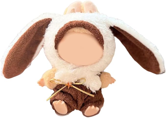 Clothes for 15/17cm Doll (No Doll), Fashion Outfit Set - Rabbit Hat + Jumpsuit, Cute Dress Up Accessories (Little Bunny)