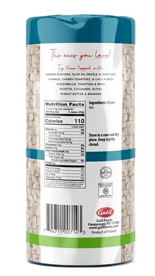 Galil Thin Rice Cakes No Salt | All Natural, Non-GMO, Vegan, Kosher, Gluten-Free Rice Cakes 3.5 Ounce (Pack of 3)