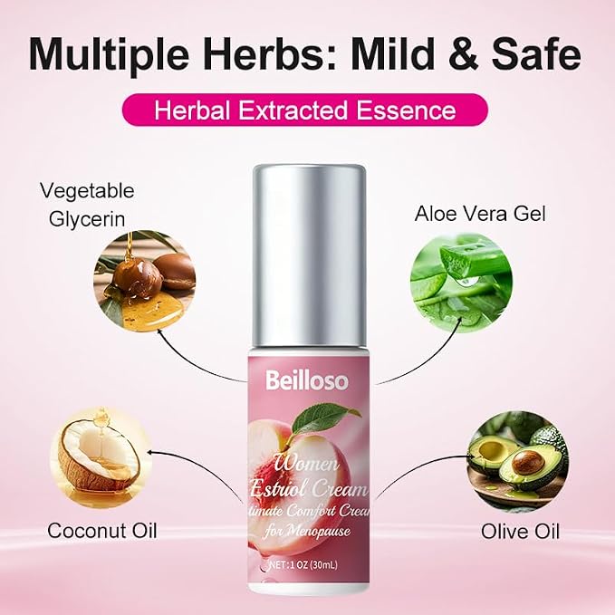 Women's Bioidentical Estriol Cream, Silky Peach, 1 oz | Intimate Moisturizer, pH-Balanced Feminine Care, Menopause Comfort & Hydration, Soothes Dryness, 2 Month Supply