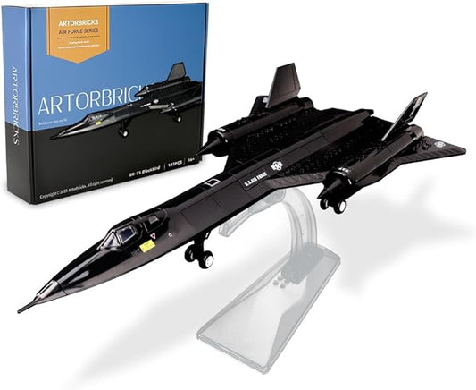 ArtorBricks SR-71 Reconnaissance Blackbird Airplane Military Building Set with Display Stand - 183Piece Model Kit for Adults, Collectors & Hobbyists