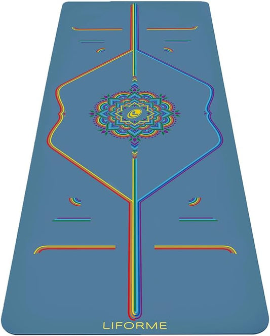 Liforme Printed Yoga Mat Collection - Free Yoga Bag Included - Patented Alignment System, Warrior-like Grip, Non-Slip, Eco-friendly, Sweat-resistant, Long, Wide and Thick for Comfort