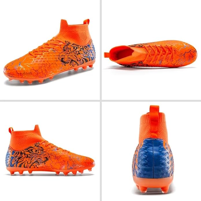 Soccer Cleats Boys Youth Training Football Cleats Athletic Outdoor Girls Soccer Shoes High-top Kids Football Shoes for Little/Big Kid