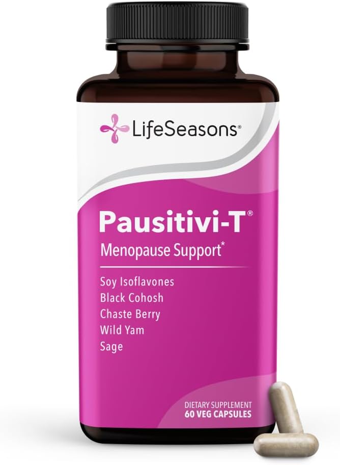 Pausitivi-T - Menopause Support Supplement - Powerful Relief for Hot Flashes, Hormone Imbalance & Night Sweats - Nourishes Tissue - Sage, Chasteberry, Soy Isoflavones & Black Cohosh - 60 Capsules