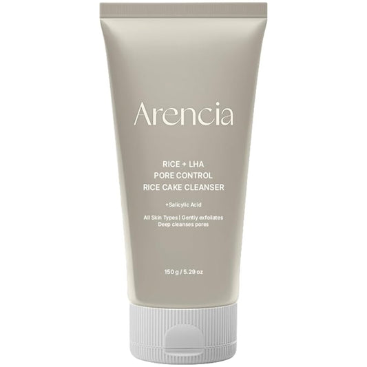 ARENCIA Rice + LHA Pore Control Rice Cake Cleanser with Salicylic Acid - Deep Cleansing, Gentel Exfoliation, All skin types, Korean Face Wash 150ml / 5.07 fl oz