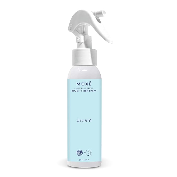 MOXE Dream Linen & Room Spray, Essential Oils for Sleep, Natural Aromatherapy Mist, Bedding, Pillows, Sheets, Home & Bedroom, Lavender, Chamomile, Lemongrass, Grapefruit, 8 Ounces (1 Pack)