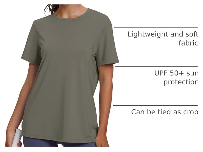 OFEEFAN Workout Tops for Women UPF 50+ Breathable Quick Dry Loose Fit T Shirt Outdoor Yoga Running Hiking Gym Tee Top