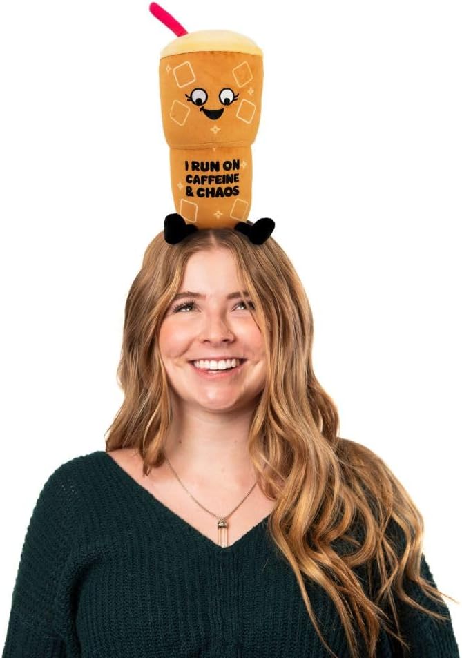 Coffee Plushie - I Run On Caffeine & Chaos Punny Plush, Gift for Coffee Lovers, Food Plush Toy for Gifting