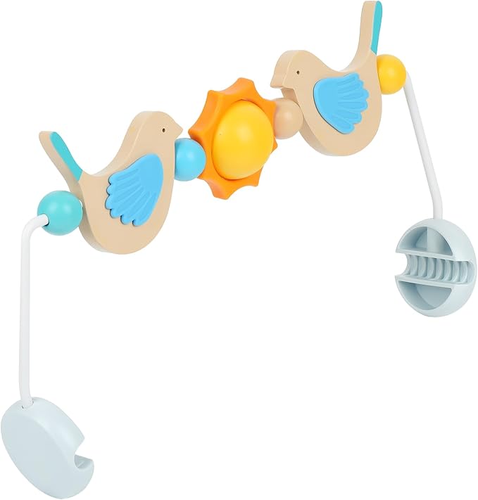 IMPRESA Wooden Toy Bar Compatible with BabyBjorn Bouncer - Medium, Bird Hand-Eye Play & Baby Mobile Attachment - Splinter-Free Wood & Toy Bar Wood