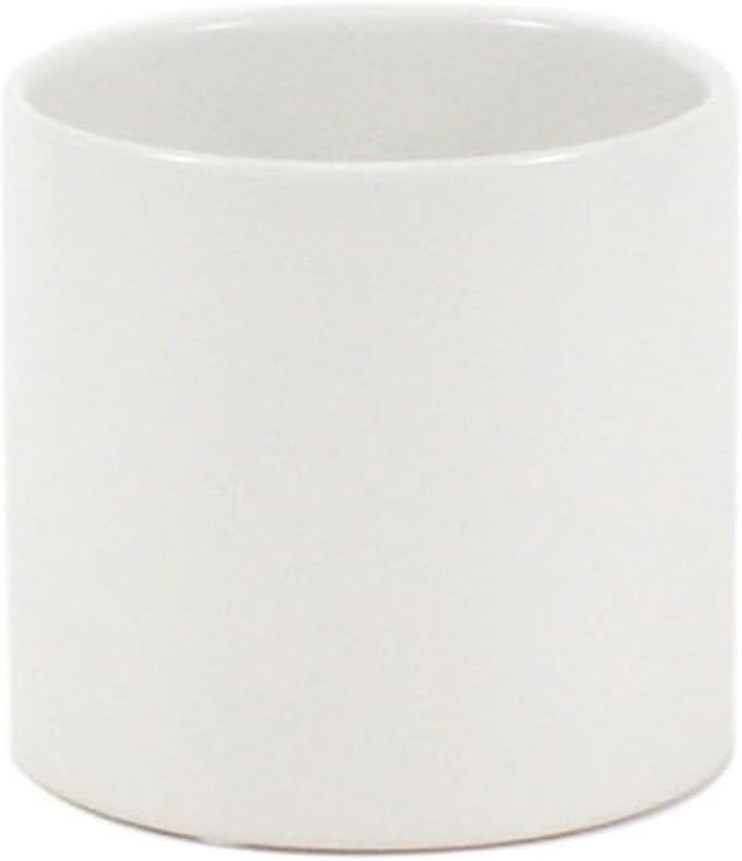 WGVI Matte White Ceramic Cylinder Vase Width 5.5" Height 5", Flower Arrangements, Candle Holder, Terrarium Planter Pot, Storage Container Organizer, Pen Brush Holder, Tabletop Decor, Bulk, 6 Pcs