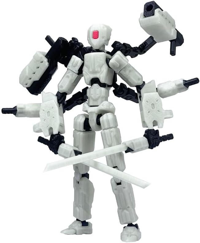 T13 Action Figures Helix Robot 8 Inch, Assembly Completed T 13,3D Printed Robo 13 - The Premium Action Figures for Sci-Fi Enthusiasts White (Glows in The Dark)