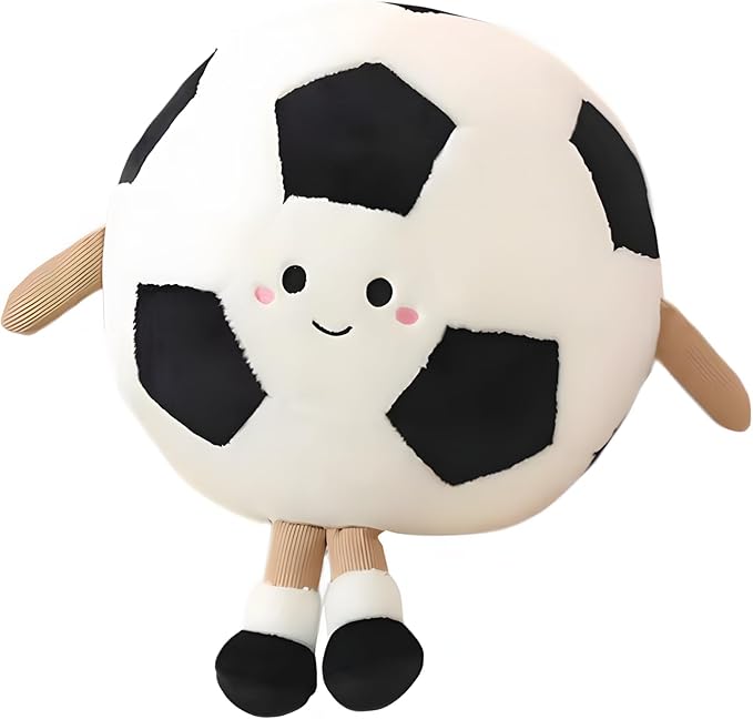 Ryttir 11 Inch Creative 3D Simulation Soccer Pillow,Fluffy Cars Pillow Football Toy Outdoor Cushions for Ball Owners,Clever Boy's and Girl's Room Decor