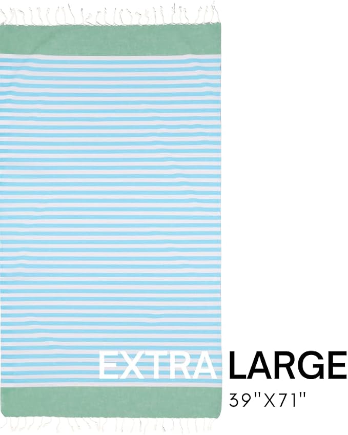 BAY LAUREL Turkish Beach Towel with Travel Bag 39 x 71 Quick Dry Sand Free Lightweight Large Oversized Towels Light