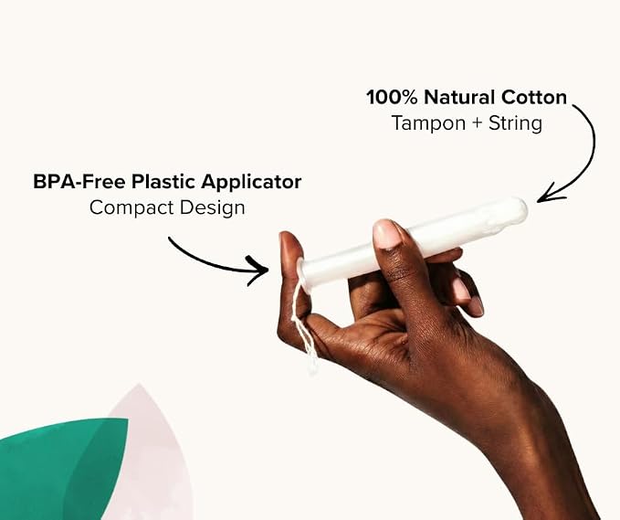 Veeda 100% Natural Cotton Compact Regular and Super Tampons - Compact BPA-Free Applicator - Unscented, Chlorine & Toxin Free - 48 Count Regular & 48 Count Super