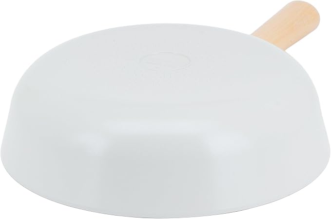 FIKA 10-Inch Nonstick Ceramic Coated Flat Bottom Wok Pan with Natural Wooden Handle, Induction Compatible, Deep Stir Fry Cooking Pan, Made in Korea (26cm)