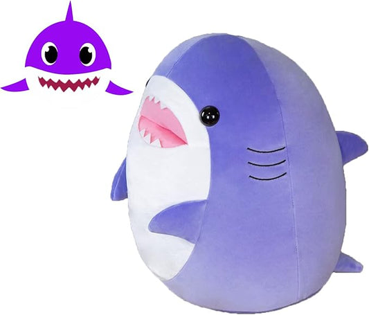 12.9 Inch Soft Purple Shark Plush Hugging Pillow - Cute Shark Stuffed Animal Plushie for Kids