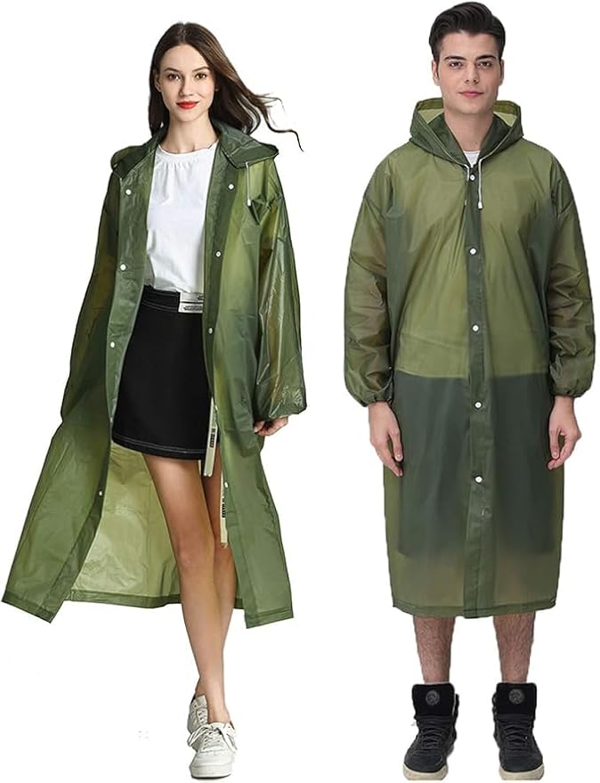 HLKZONE Raincoat, 2 Pack Rain Ponchos for Adults Travel Rain Jacket Packable Rain Coats for Women with Drawstring Hood