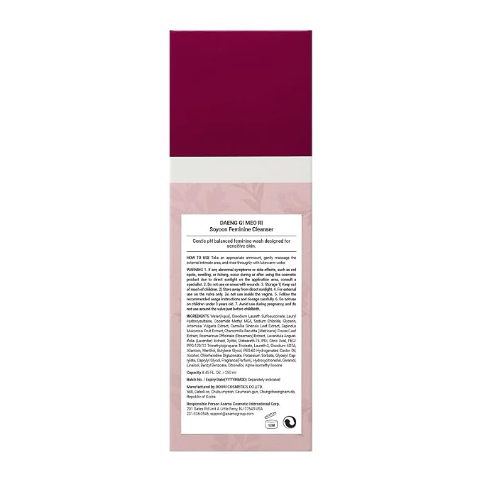 Daeng Gi Meori - Soyoon Feminine Cleanser - K-Beauty Gentle Wash for Sensitive Skin, pH Balanced Intimate Cleansing, Natural Formula, Odor Control - 250ml / 8.45 FL. OZ.