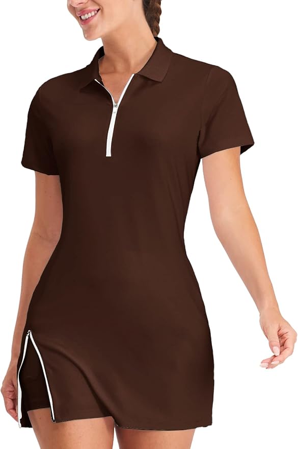 Hiverlay Tennis Dress Golf Dresses for Women with Built in Shorts | Polo Dress, Golf Outfit, 2 Pockets, UPF 50+ Pickball Hiking Workout Active Athletic Dresses,Summer Gym