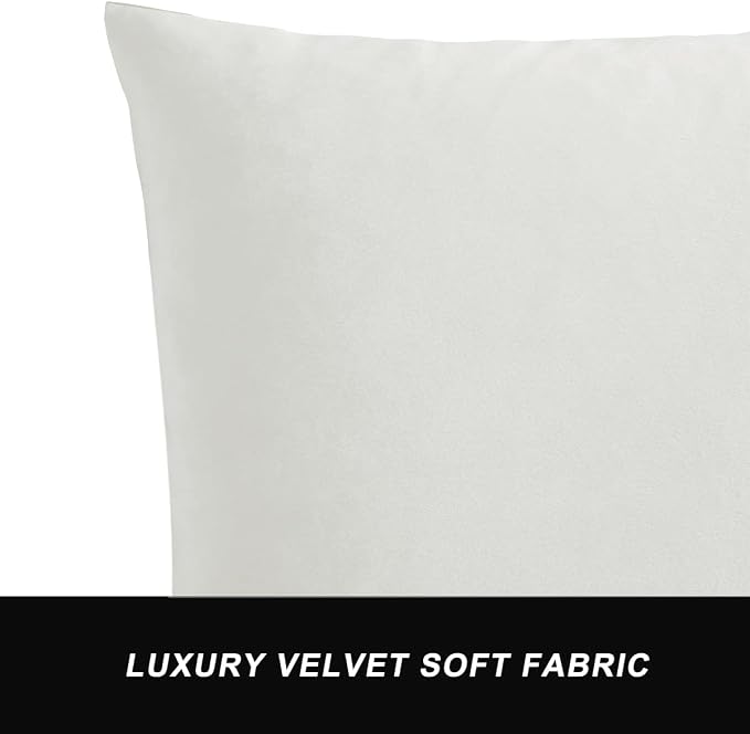 GIGIZAZA Throw Pillow Covers 26x26,Set of 2 Rice Ivory Square Couch Pillow Covers,Velvet Sofa Boho Cushion Pillows